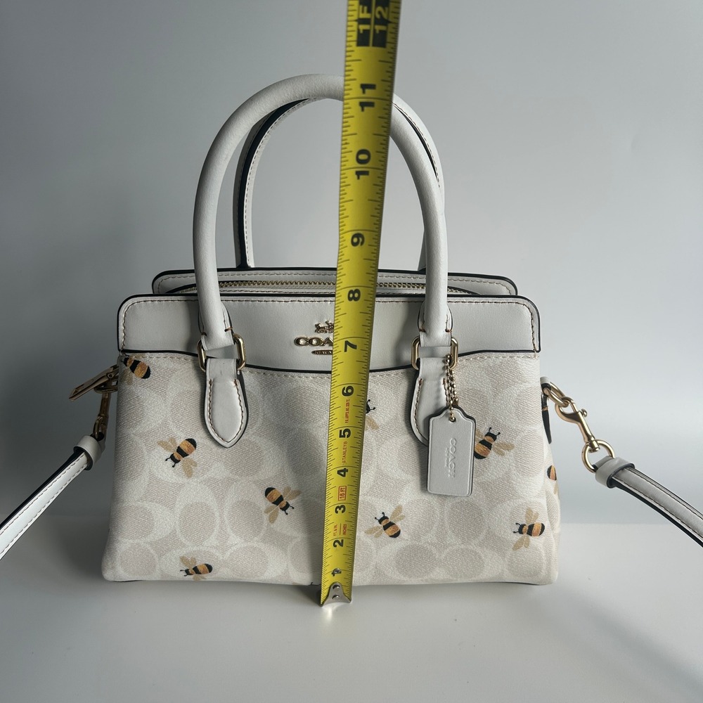 Coach Mini Darcie Carryall White Signature Bee Canvas Satchel Bag CH517 - Picture 11 of 12